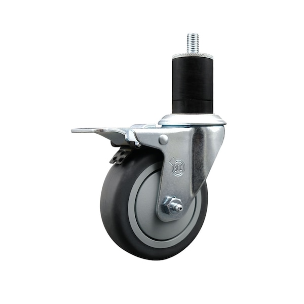 4'' SS Thermoplastic Rubber Swivel 1-3/4'' Expanding Stem Caster Total Lock Brake
